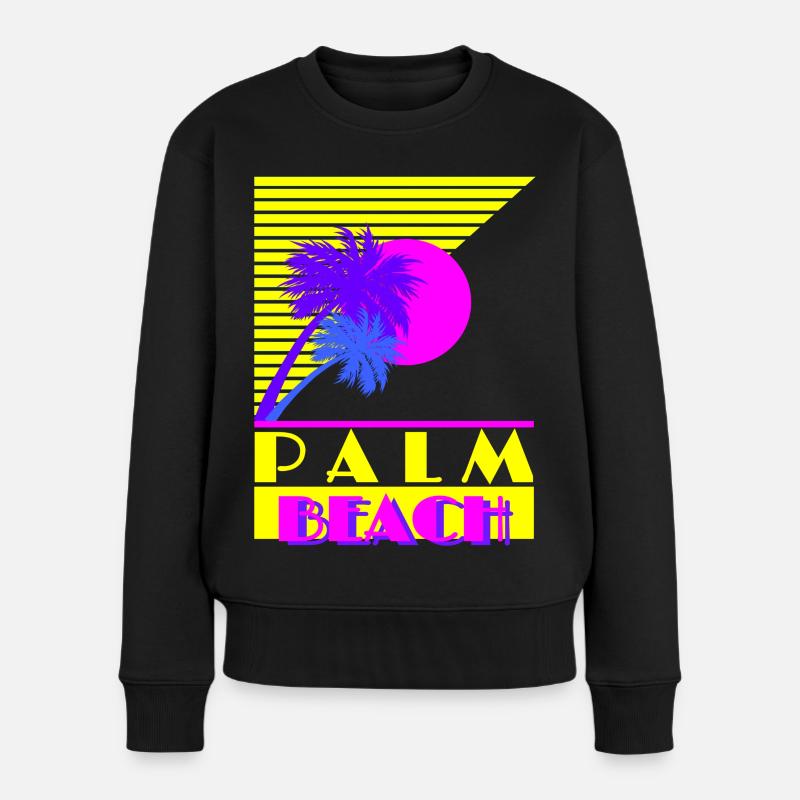 Palm Beach 80's Retro Style - Frauen Premium Bio Pullover - Schwarz