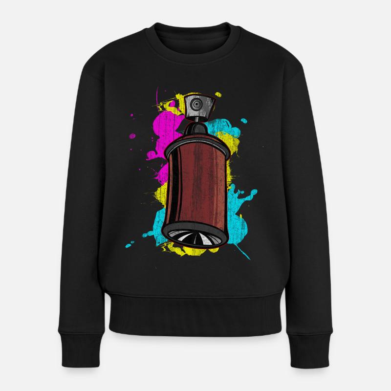 Graffiti Spraydose mit Spritzfarben - Frauen Premium Bio Pullover - Schwarz