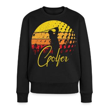 Golf Golfer Vintage - Frauen Premium Bio Pullover - Schwarz - Vorne - Julia (174cm)