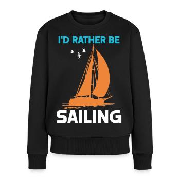 I'd rather be Sailing - Frauen Premium Bio Pullover - Schwarz - Vorne - Julia (174cm)
