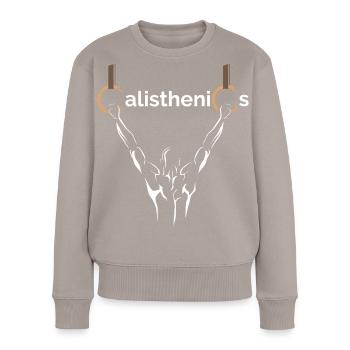 calisthenics cali sports athlet fitness natural - Frauen Premium Bio Pullover - Taupe - Vorne - Julia (174cm)