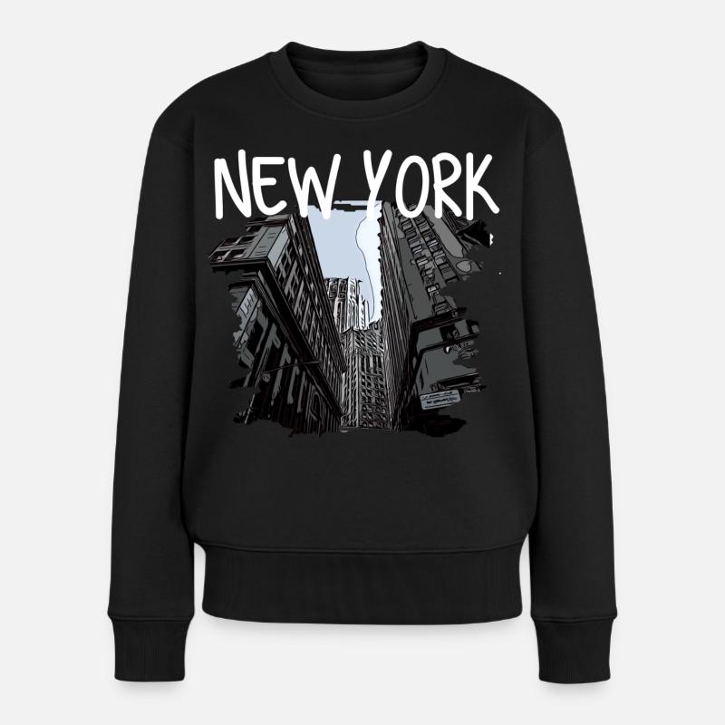 New York - Frauen Premium Bio Pullover - Schwarz