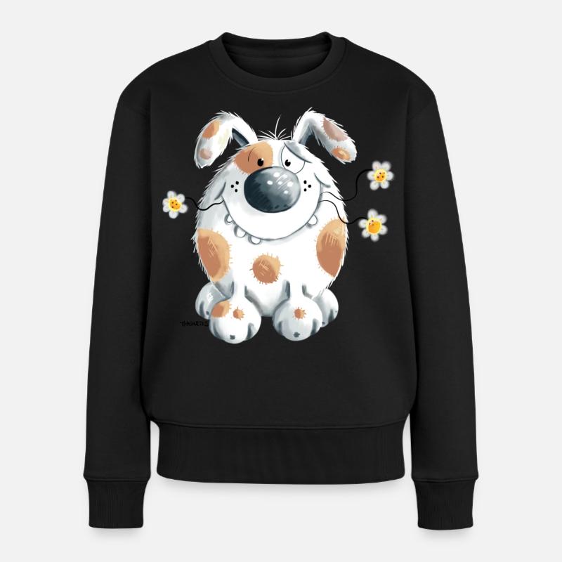 Chien avec la fleur - Pull Premium bio Femme - noir