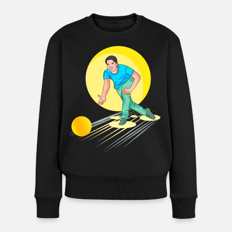 Bowling - Bowler - Frauen Premium Bio Pullover - Schwarz