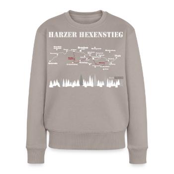 Harzer Hexenstieg - Frauen Premium Bio Pullover - Taupe - Vorne - Julia (174cm)
