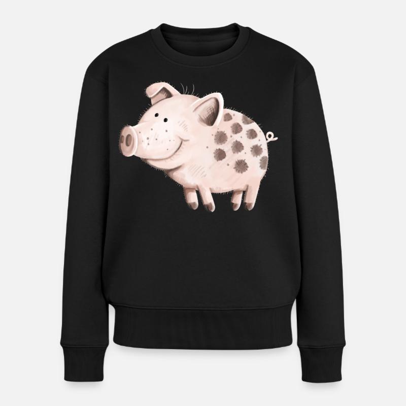 Süßes Schwein - Frauen Premium Bio Pullover - Schwarz