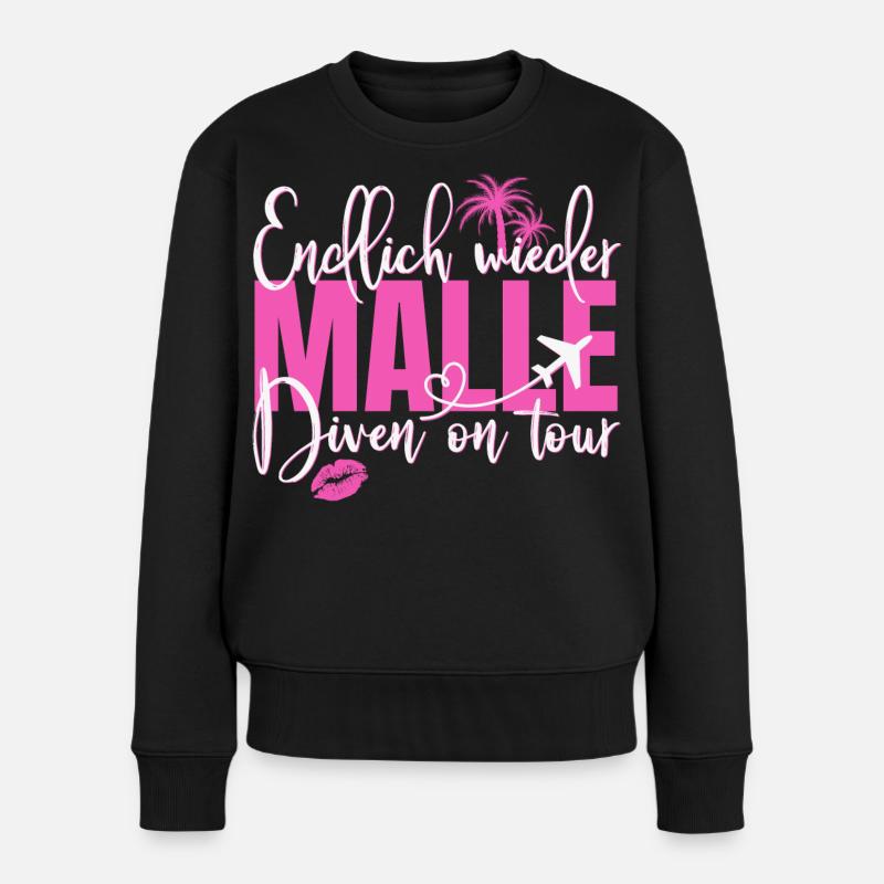 Mallorca Spruch Endlich Wieder Malle Diven On Tour - Frauen Premium Bio Pullover - Schwarz