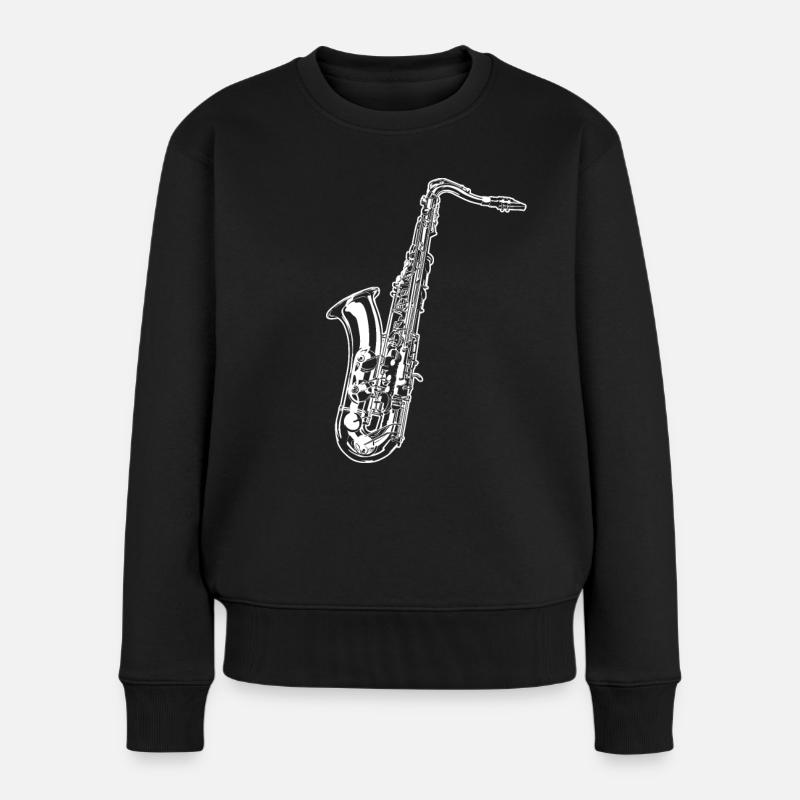 Saxophon - Frauen Premium Bio Pullover - Schwarz