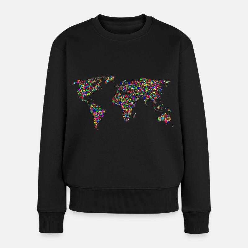 EARTH DOT: Points planisphere - Women's Premium Organic Jumper - black