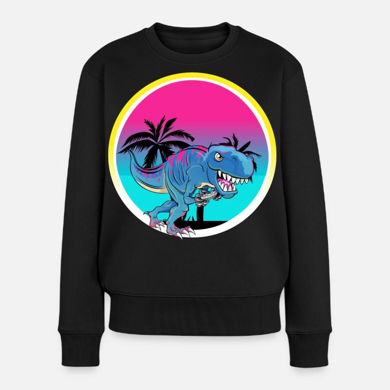 Gamer Gaming T Rex - Frauen Premium Bio Pullover - Schwarz