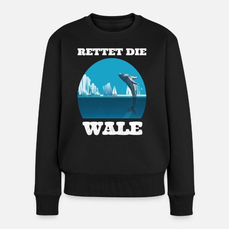 Rettet die Wale Shirt - Frauen Premium Bio Pullover - Schwarz