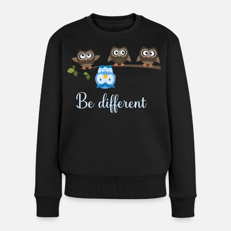 Be Different Eule - Frauen Premium Bio Pullover - Schwarz