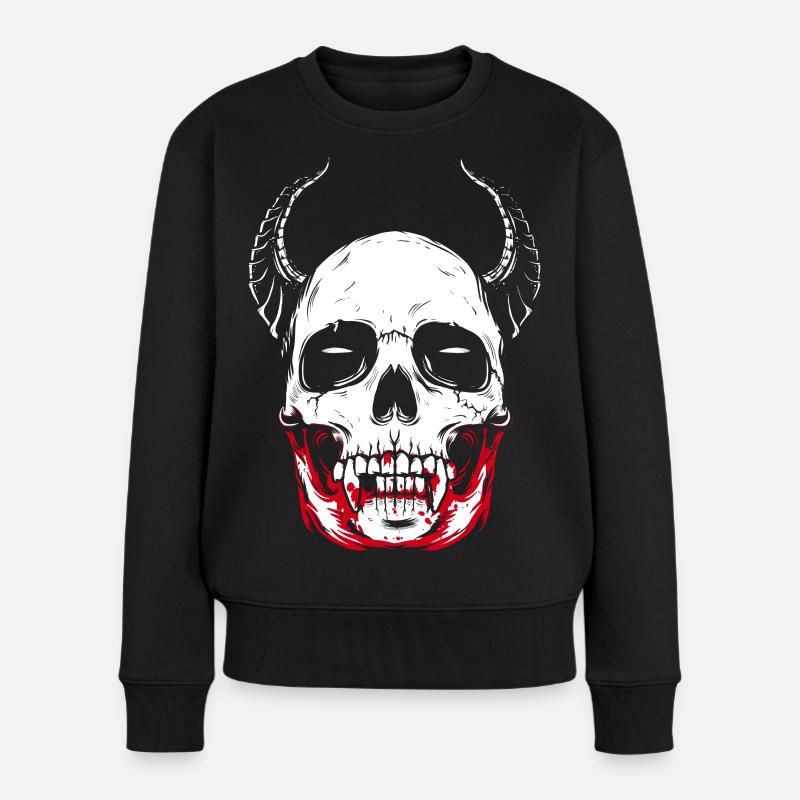 Crâne d'horreur squelette de vampire - Pull Premium bio Femme - noir