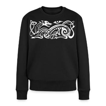 Keltischer Jagdhund (weiß) - Frauen Premium Bio Pullover - Schwarz - Vorne - Julia (174cm)