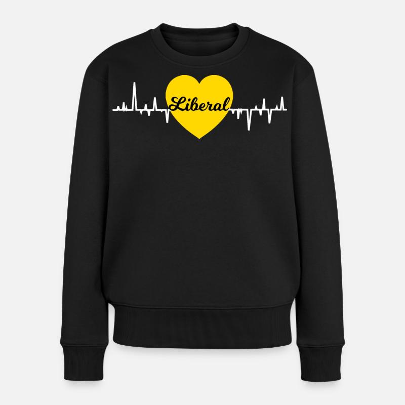 Liberales Herz - Frauen Premium Bio Pullover - Schwarz
