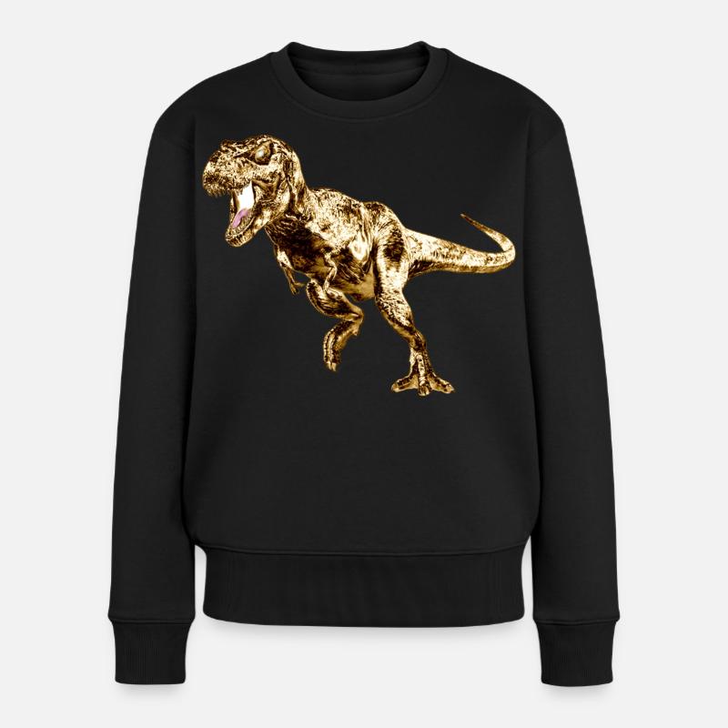 Prähistorischer Dinosaurier Druck - Frauen Premium Bio Pullover - Schwarz