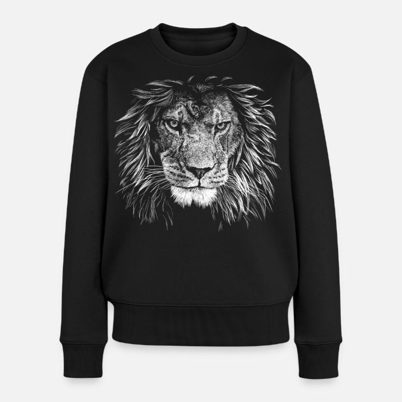 Löwe - Frauen Premium Bio Pullover - Schwarz