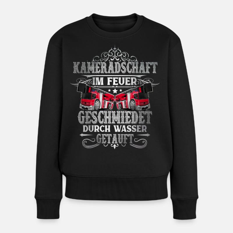 Feuerwehrmann Feuerwehr - Frauen Premium Bio Pullover - Schwarz