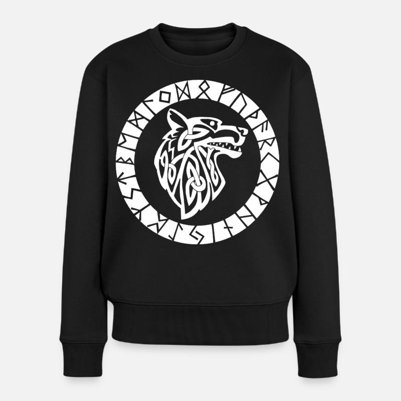 Emblème viking du loup blanc - Pull Premium bio Femme - noir