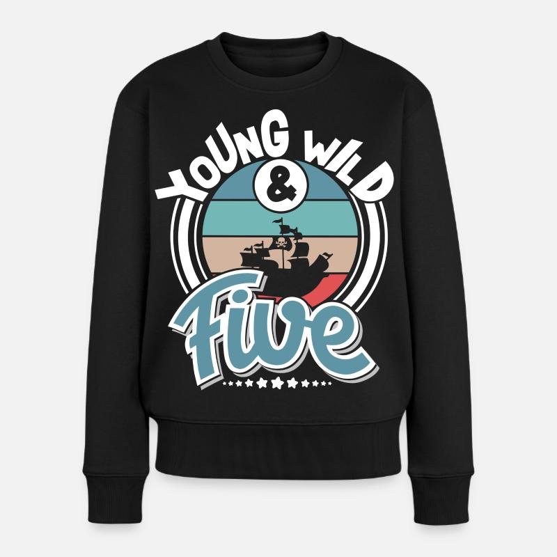 5. Geburtstag Piratenschiff Piraten Pirat - Frauen Premium Bio Pullover - Schwarz