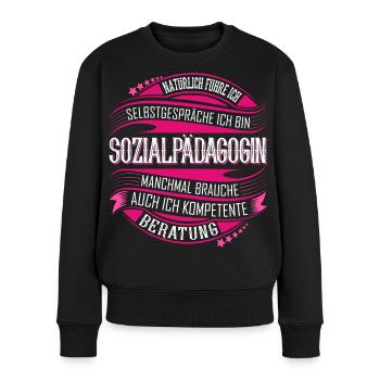 Sozialpädagogin - Frauen Premium Bio Pullover - Schwarz - Vorne - Julia (174cm)