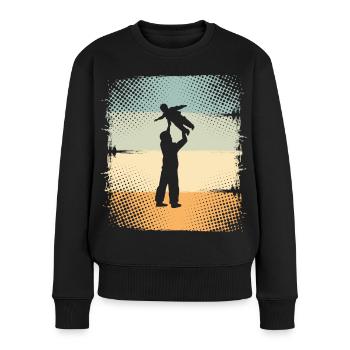 Vater Und Sohn - Frauen Premium Bio Pullover - Schwarz - Vorne - Julia (174cm)