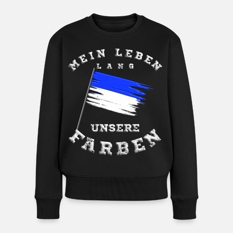 Mein Leben lang unsere Farben Blau Weiß - Frauen Premium Bio Pullover - Schwarz