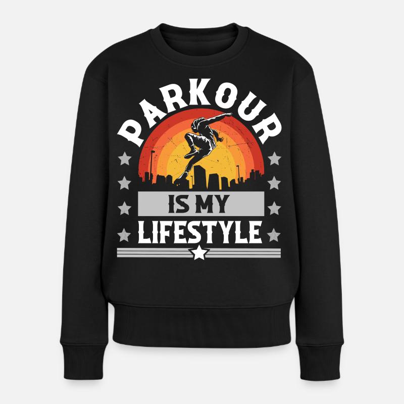 Parkour - Frauen Premium Bio Pullover - Schwarz