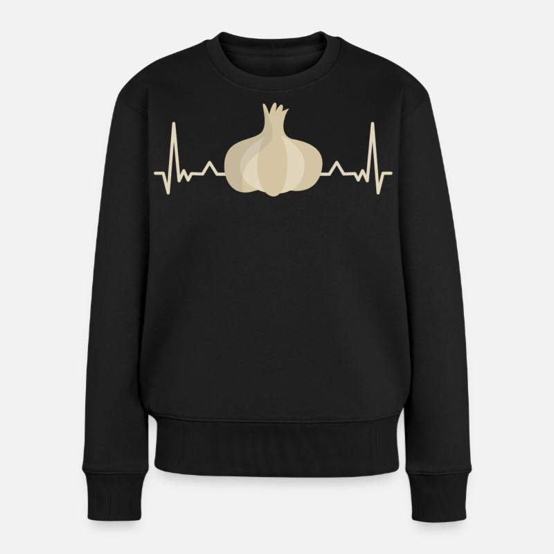 Knoblauch Liebe Herzschlag Valentinstag Spruch - Frauen Premium Bio Pullover - Schwarz