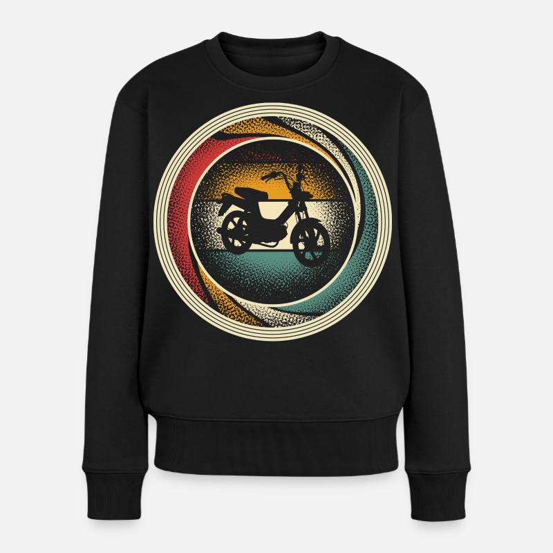 Mofa Mofafahrer Retro Vintage - Frauen Premium Bio Pullover - Schwarz