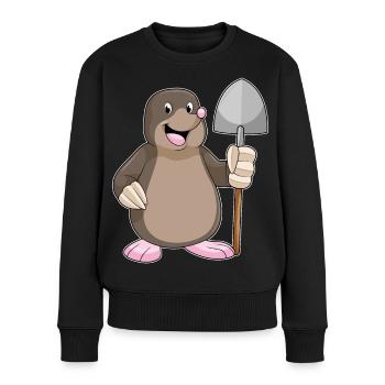 Maulwurf Bergarbeiter Schaufel Bergbau - Frauen Premium Bio Pullover - Schwarz - Vorne - Julia (174cm)