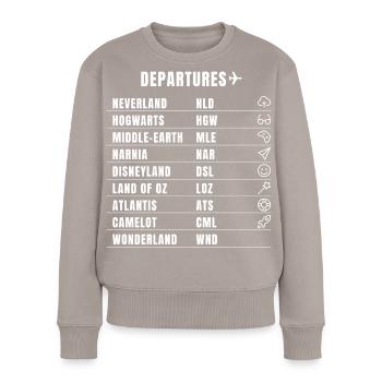 vol voyage rêve humour fantastique film destination pilote lo - Pull Premium bio Femme - taupe - Devant - Julia (174cm)