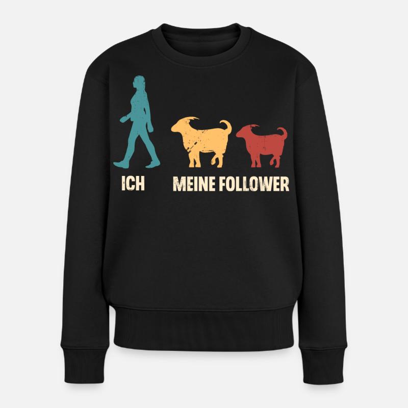 Ziege Hirte Ziegen - Frauen Premium Bio Pullover - Schwarz