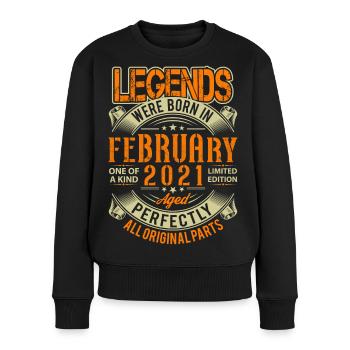 2021 Februar Geburtstag Legende - Frauen Premium Bio Pullover - Schwarz - Vorne - Julia (174cm)