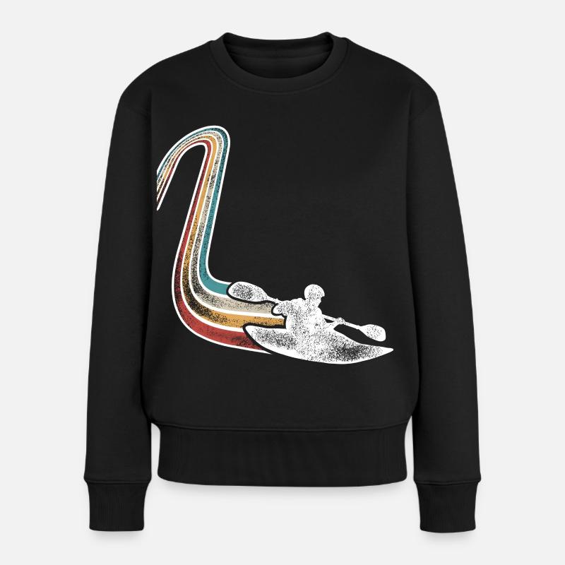 Kajak Kajakfahrer Kajaker Retro Vintage - Frauen Premium Bio Pullover - Schwarz
