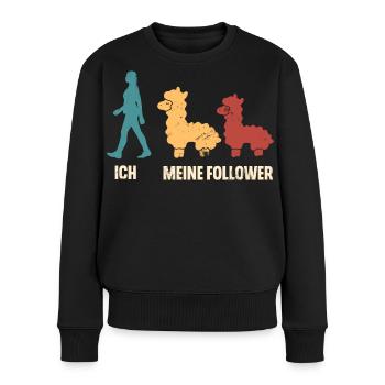 Ich Meine Follower Alpaka - Frauen Premium Bio Pullover - Schwarz - Vorne - Julia (174cm)