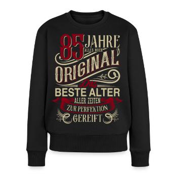 85. Geburtstag Vintage Retro - Frauen Premium Bio Pullover - Schwarz - Vorne - Julia (174cm)