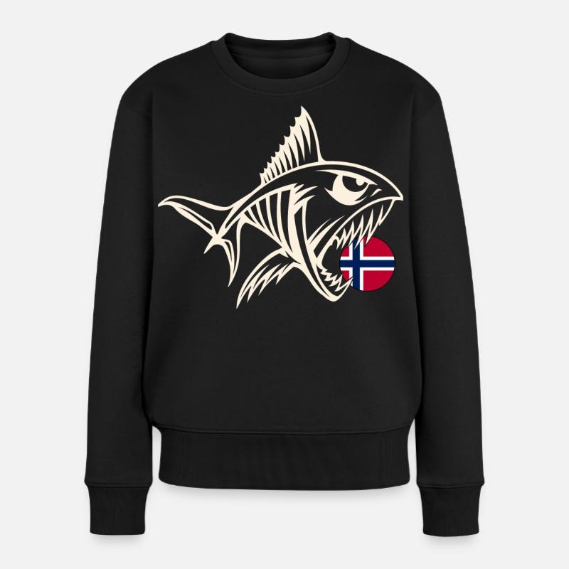 Norwegen Angeln Angler Angeltour - Frauen Premium Bio Pullover - Schwarz