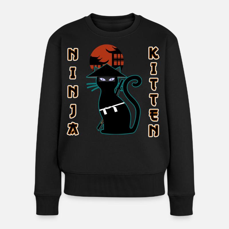 Ninja cat samurai kitten Assassin kitty Meow - Women's Premium Organic Jumper - black
