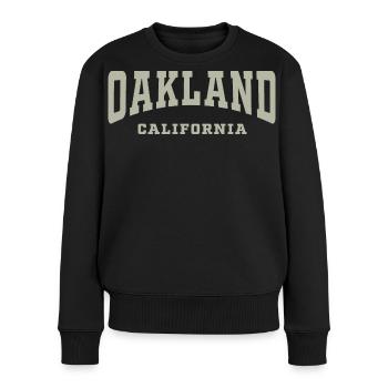 Oakland Kalifornien Typografie T-Shirt - Frauen Premium Bio Pullover - Schwarz - Vorne - Julia (174cm)