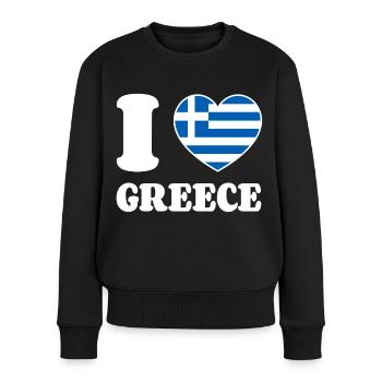 I Love Greece Griechenland Griechische Flagge Herz - Frauen Premium Bio Pullover - Schwarz - Vorne - Julia (174cm)