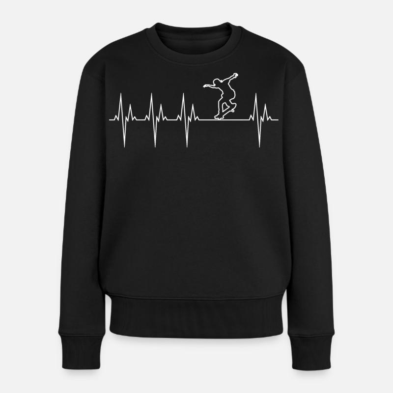 Skateboard Elektrokardiogramm EKG Skateboard - Frauen Premium Bio Pullover - Schwarz