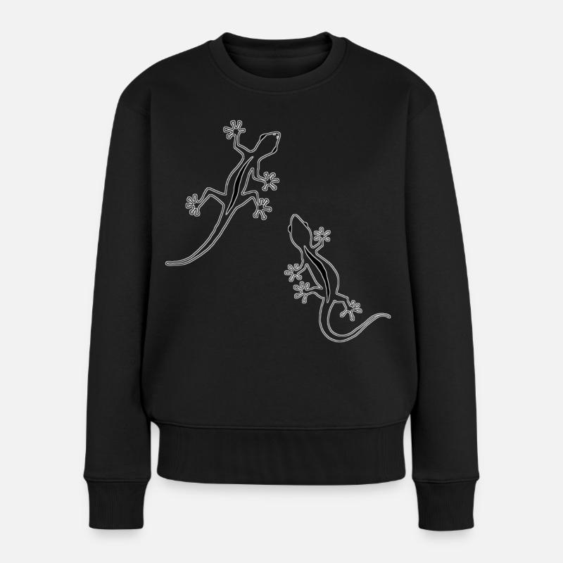 Zwei Echsen (schwarz) - Frauen Premium Bio Pullover - Schwarz