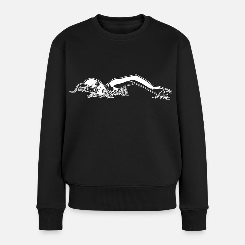 Schwimmer Zeichnung - Frauen Premium Bio Pullover - Schwarz