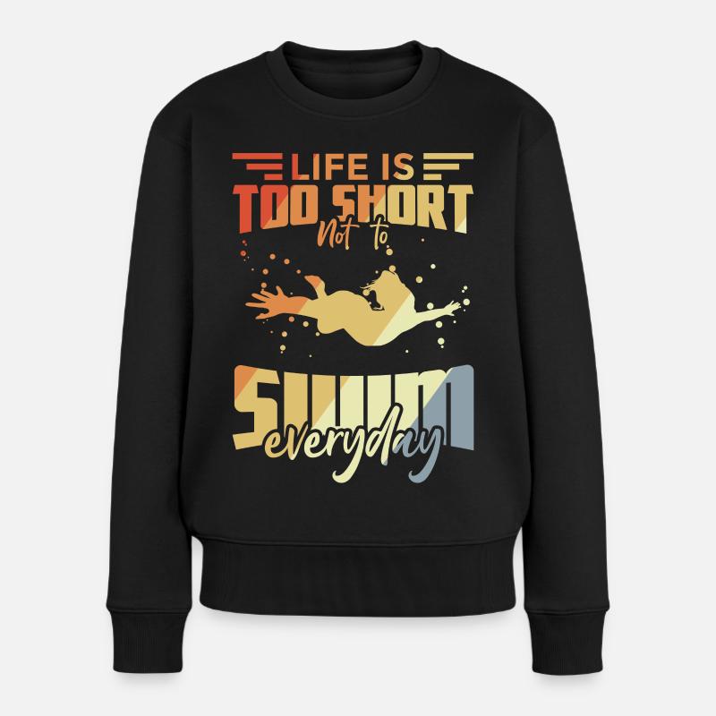 Schwimmen Zitate - Frauen Premium Bio Pullover - Schwarz