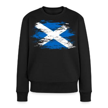 Schottland Flagge used - Frauen Premium Bio Pullover - Schwarz - Vorne - Julia (174cm)