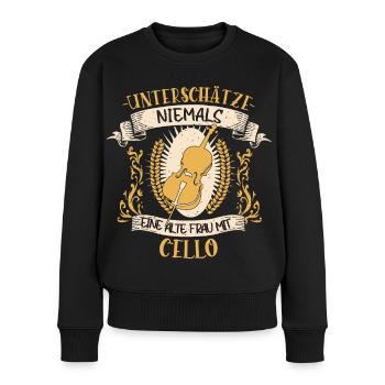 Cello Streichinstrument Musikerin Geschenk - Frauen Premium Bio Pullover - Schwarz - Vorne - Julia (174cm)