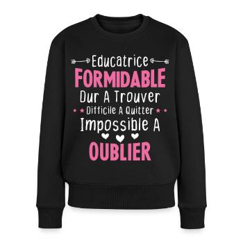 Éducatrice formidable cadeau Éducatrice d'école - Pull Premium bio Femme - noir - Devant - Julia (174cm)