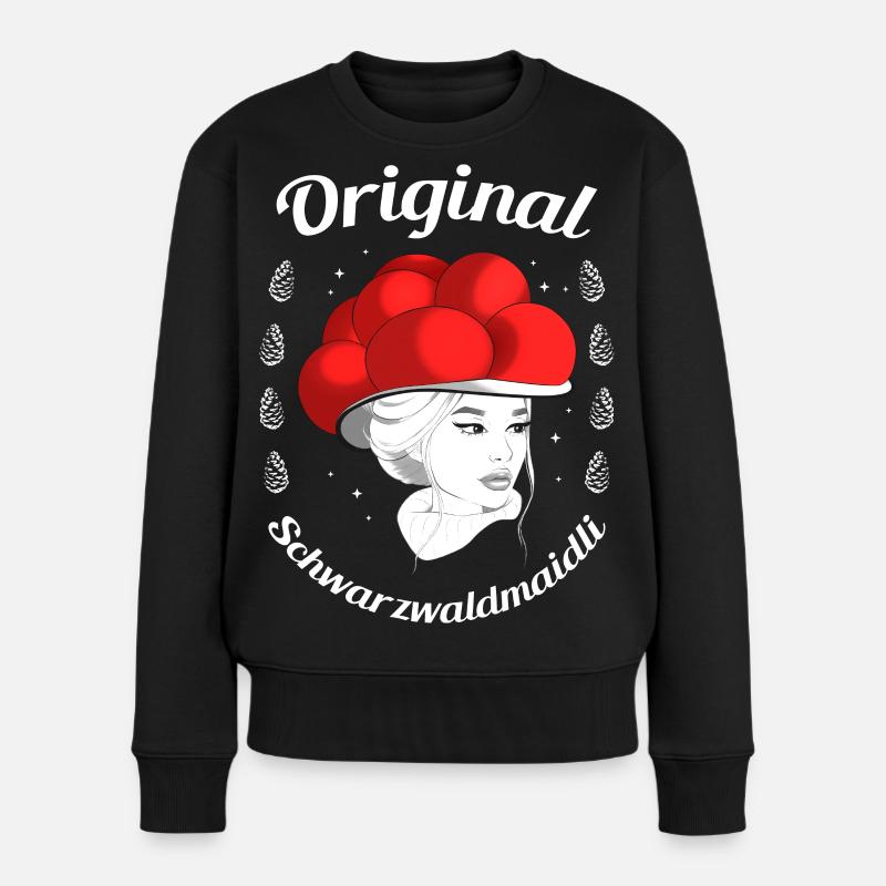 Original Schwarzwaldmaidli Bollenhut Schwarzwald - Frauen Premium Bio Pullover - Schwarz