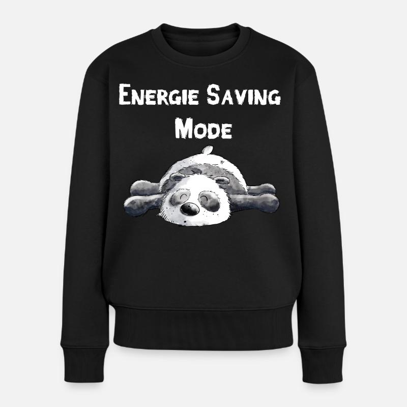 Träumender Panda Bär - Frauen Premium Bio Pullover - Schwarz
